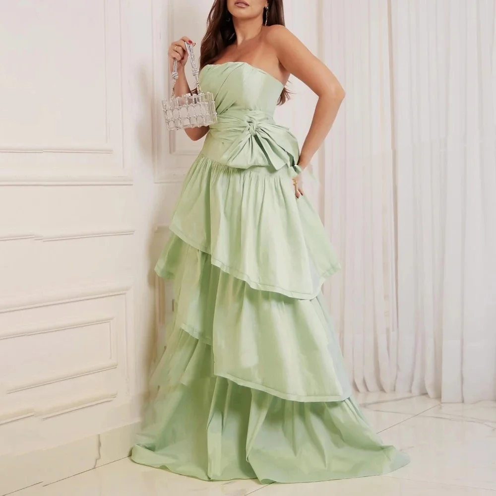 Muloong Strapless Floor-Length Women Elegant And Pretty Luxury Prom Dress