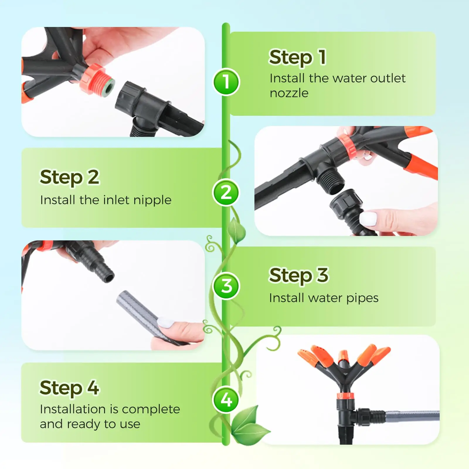 2pcs Automatic 360 Rotating Sprinkler for Garden Lawn Patio Adjustable Spray Nozzle Easy to Install Saves Water and Time Plant