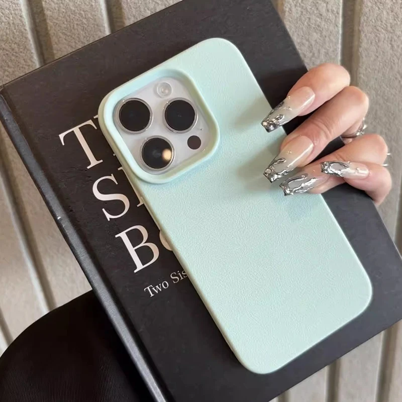 Custodia morbida per telefono in silicone modello Lichee color caramello per iPhone 11 12 13 14 15 16 Pro Max Plus X XS XR copertura paraurti antiurto