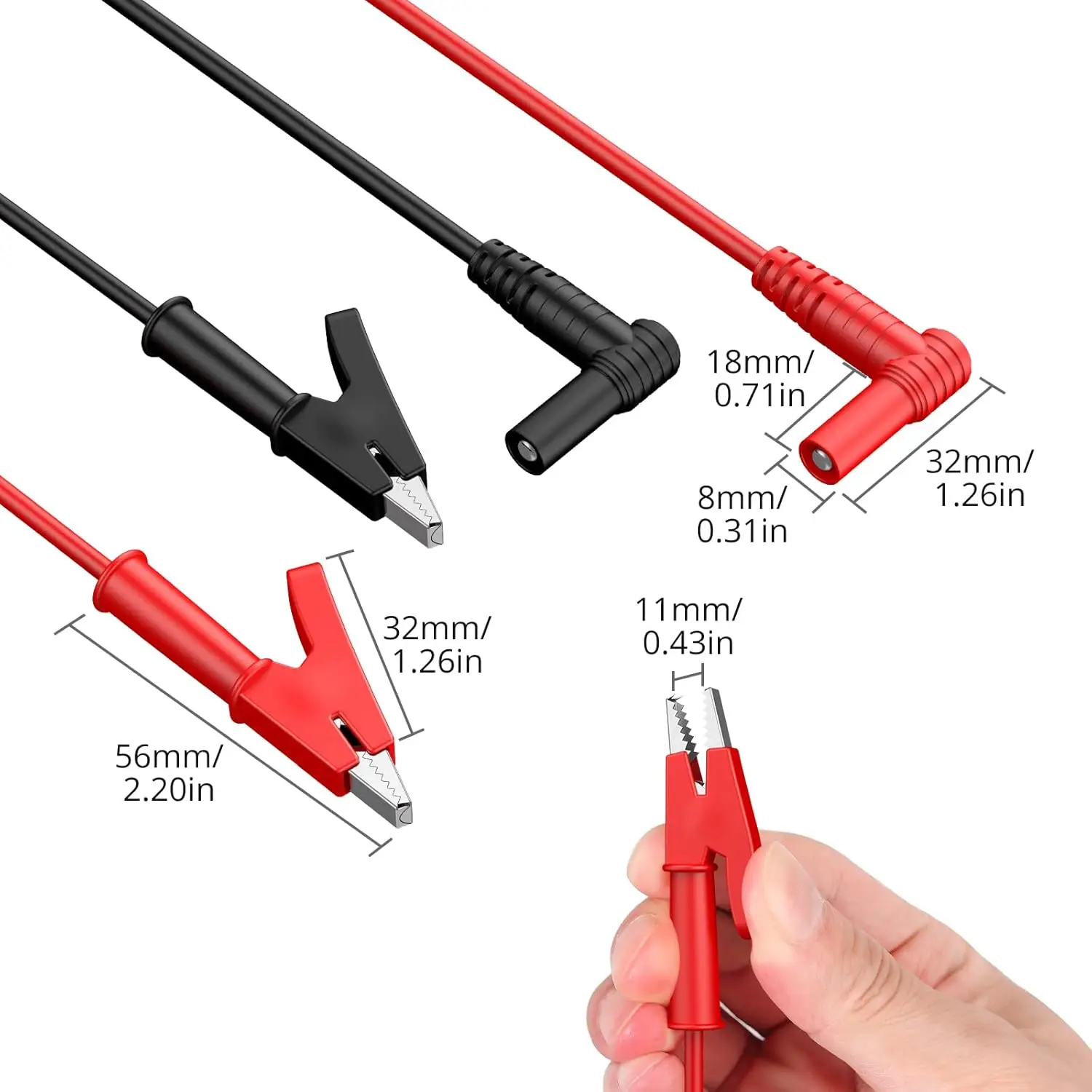 Banana Plug to Alligator Clip Test Lead, 15A 1000V Heavy Duty Crocodile Clip Lab Test Cable with Banana Plug for Multimeter