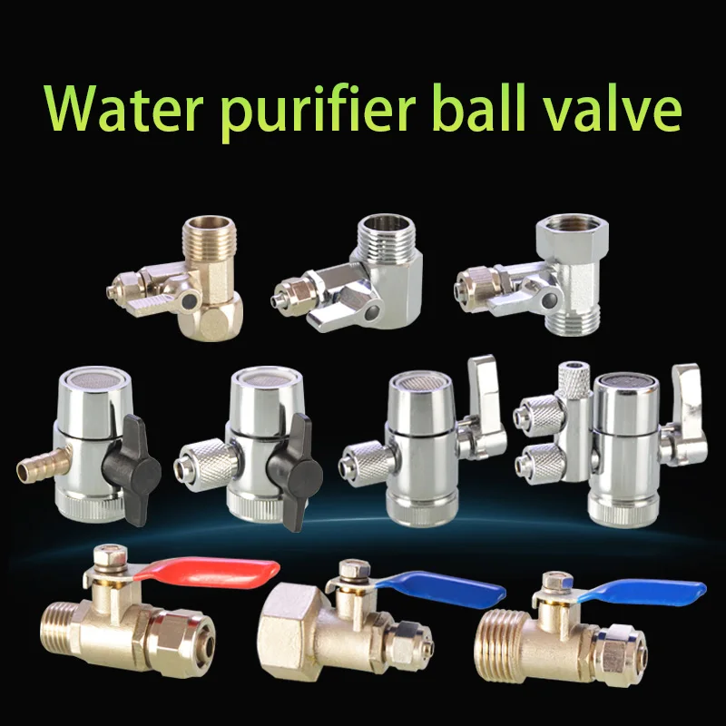 

New Qulaity Copper 1/4＂3/8＂1/2＂Ball Valve RO Water Purifier Adapter Garden Water Ball Valve Tap Connector Hardware Accessorie