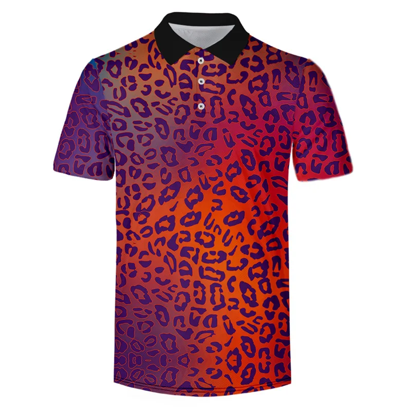 Summer 3d Print Animal Skin Polo Shirt Men Casual Short Sleeve Fashion Leopard Snake Skin Graphic T Shirts Tops Male Clothes