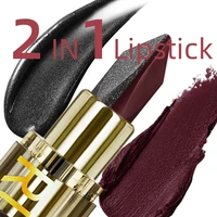 Rouge à lèvres bicolore marron noir, imperméable, mat, tasse antiadhésive, teinte diamant nacré, rouge, lèvres Sexy, maquillage, cadeaux, cosmétiques 2