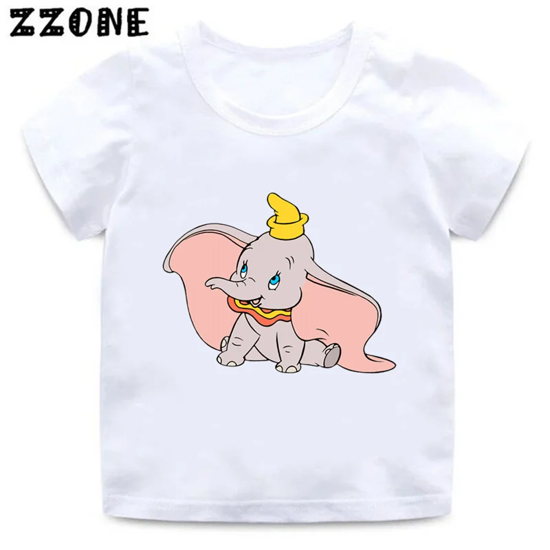 Hot Sale Dumbo Cute Elephant Print Cartoon Kids T-Shirts Funny Cute Girls Clothes Baby Boys T shirt Summer Children Tops,ooo5817