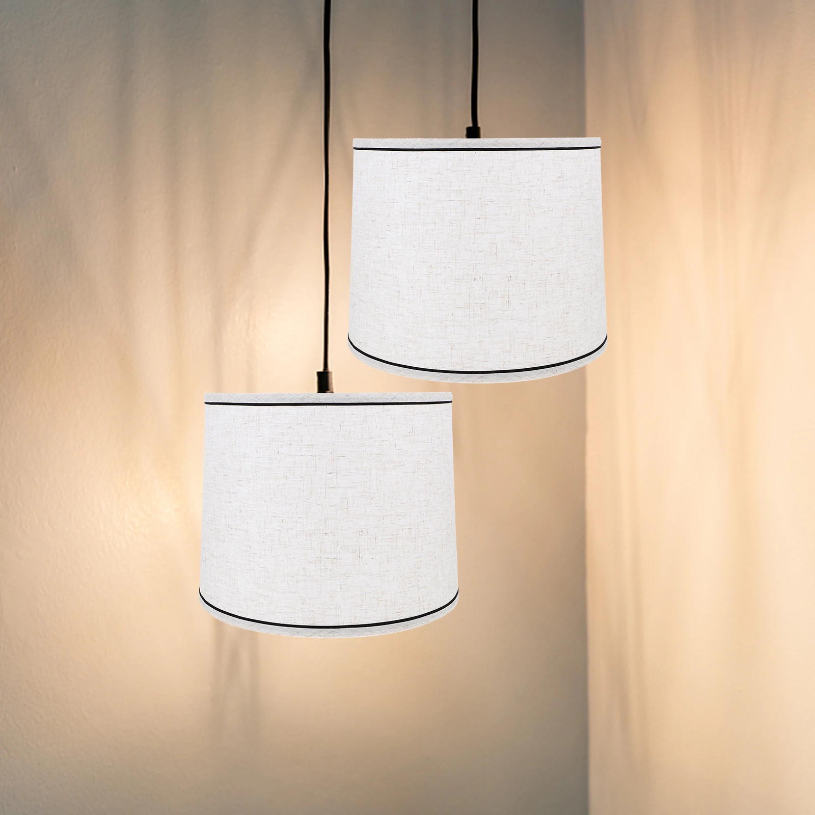 

Decorative Lampshade Modern Table Lamp Shades Simple Round Black Edge Home Bedroom Living Room Cloth Iron Lamp Cover Bright