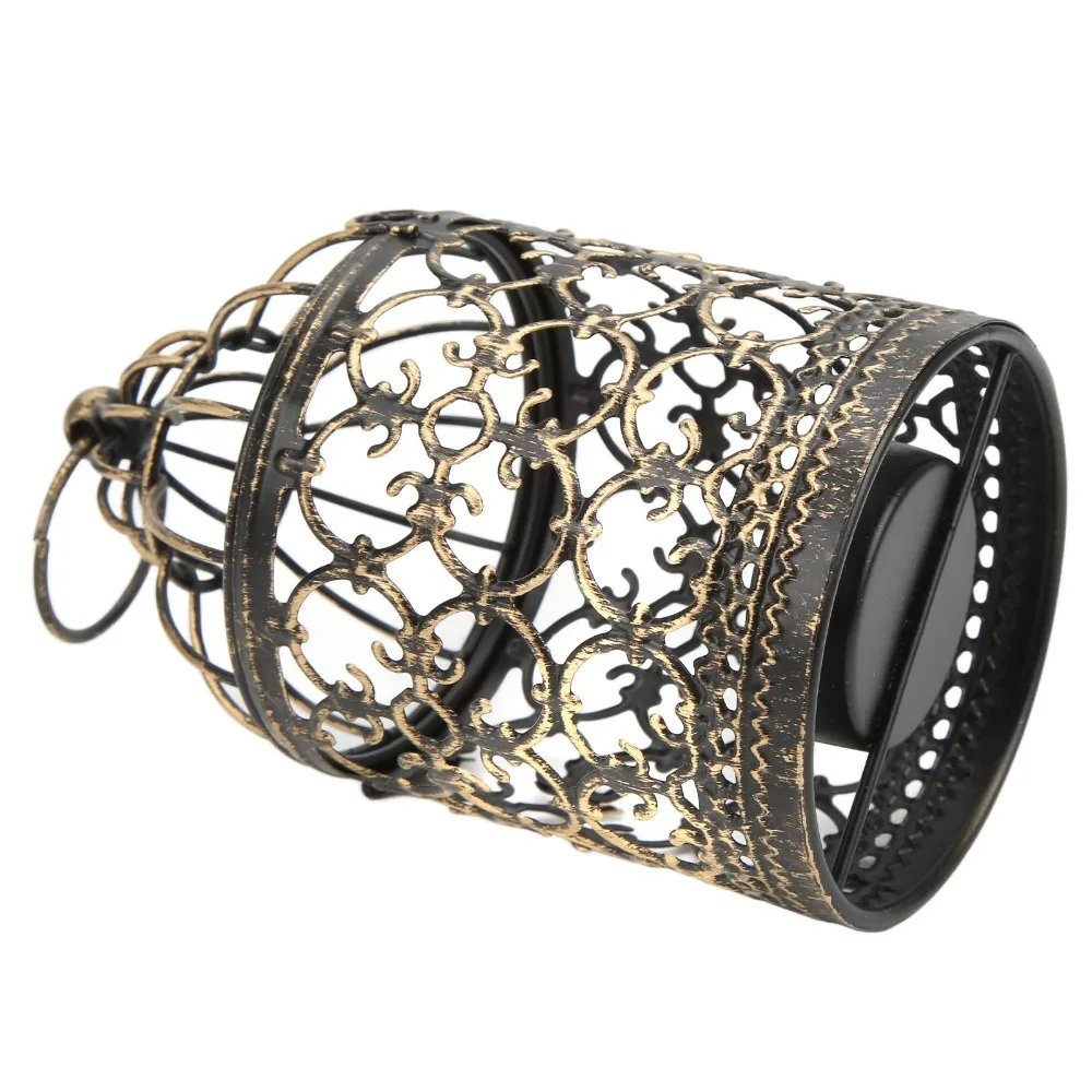 European Retro Iron Candle Holder Brush Gold Decorative Centerpiece Vintage Candle Holder Hanging Metal Hanging Candle Lantern