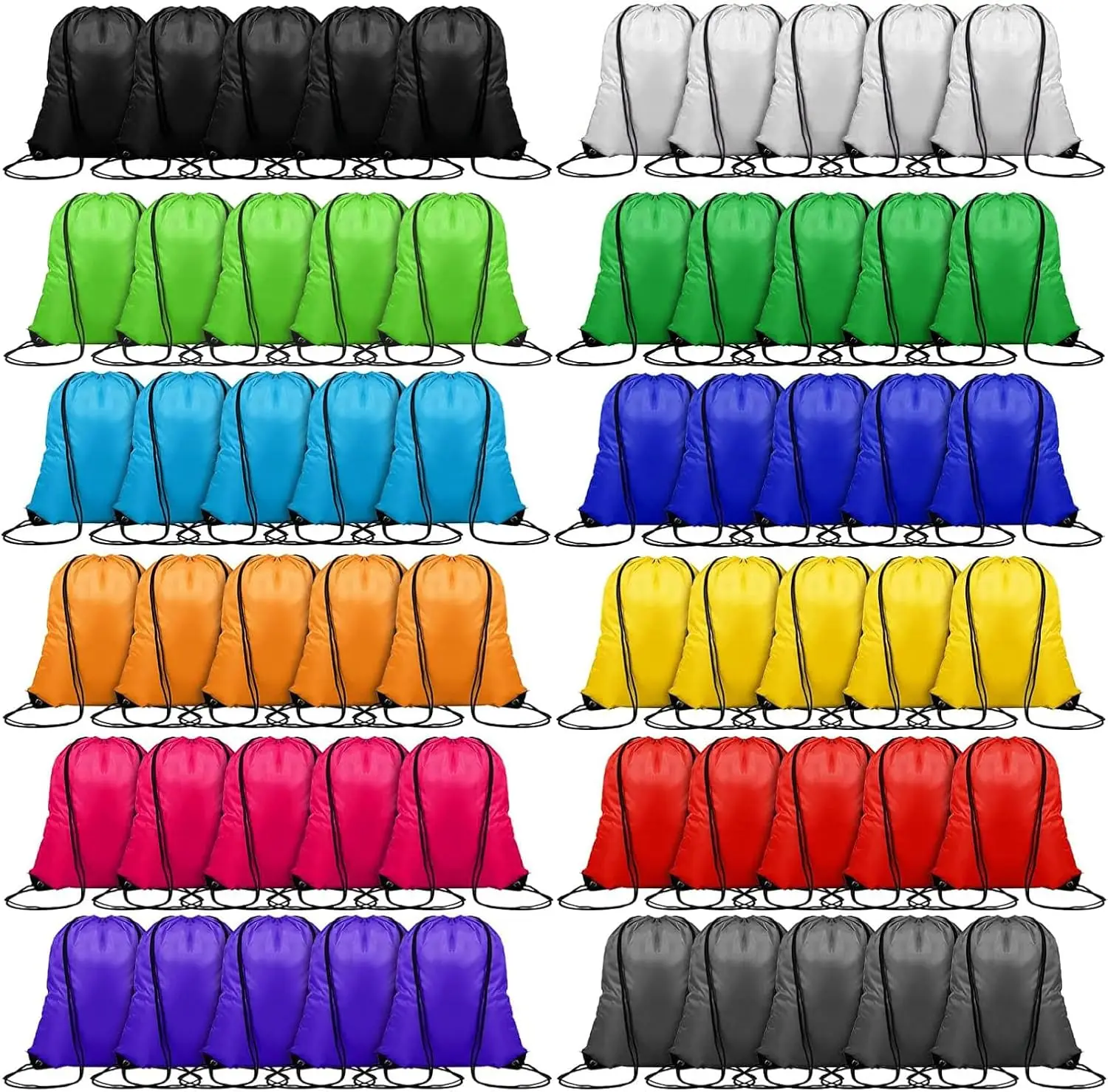 

120PCS Drawstring Backpack Bulk, Sport Gym Bags for Women Men Outdoor Activities in 12 Colors