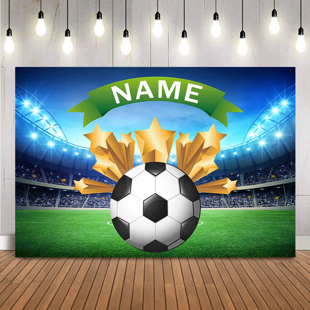 2024 New Football Backdrop Decoration Boy Birthday Soccer Field Sports Poster Customize Name Background Studio Photo Banner