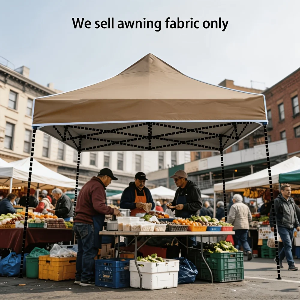 Refreshing 10Ft*10Ft Khaki Silver-Coated Tent Top Cover Accessories, Without the Support Frame, Compatible with Various Quick-Open Tents, Suitable for Outdoor Gatherings, Garden Leisure, and Directly Replaces the Existing Aging Canopy.