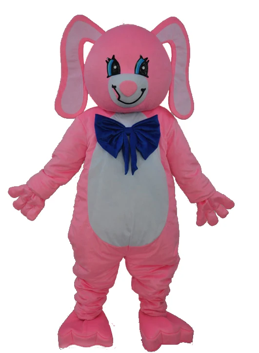 Costume de mascotte ours rose à longues oreilles pour adultes, robe d'halloween et de noël, accessoires complets, nouvelle collection