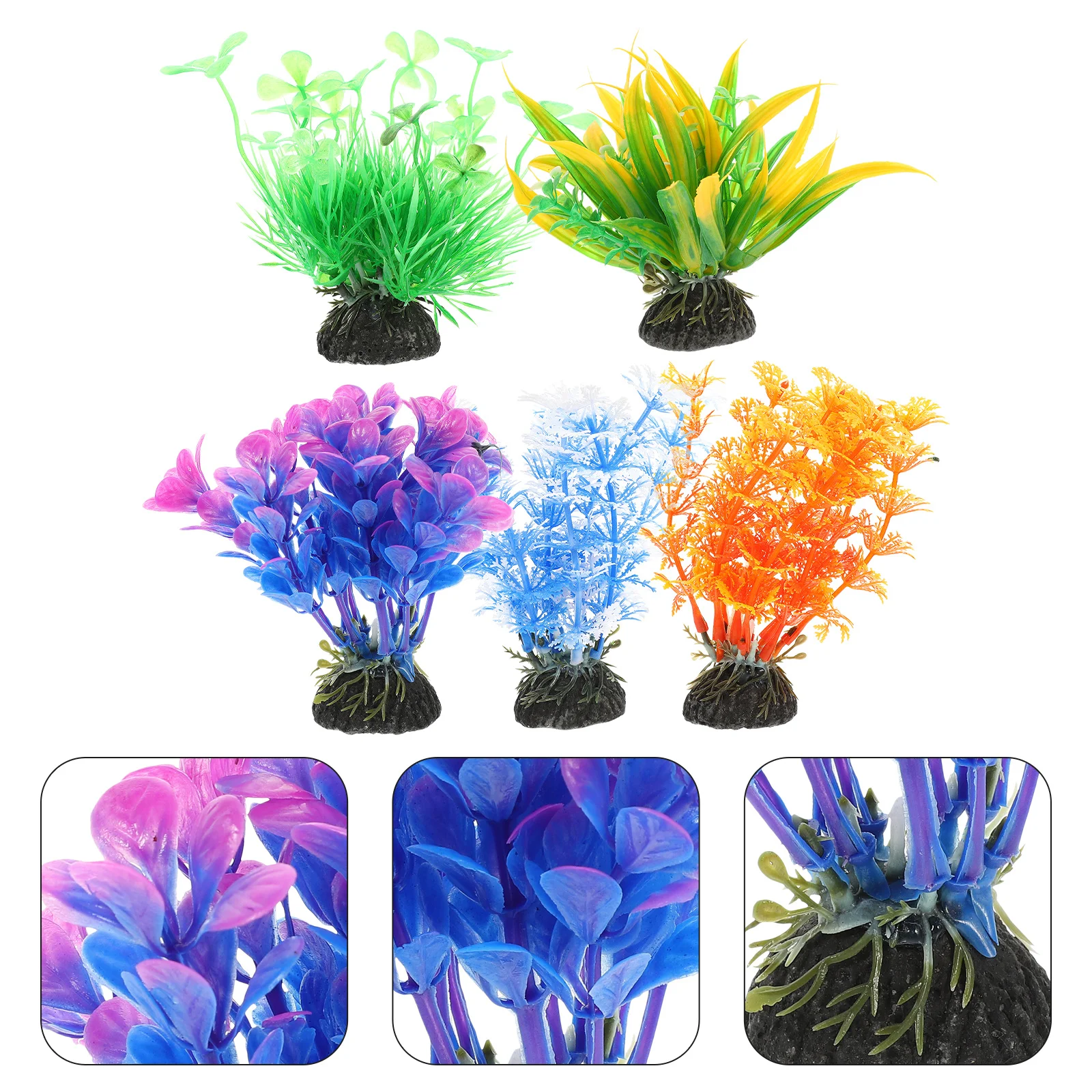 

5Pcs Simulated Water Plants Easy Care Fish Tank Decors Artificial Aquarium Plants Landscaping Fish Tank Decors