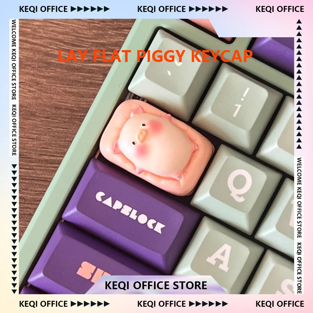 1pc Lay Flat Piggy Artisan Keycap 3D Tappo per tastiera in resina Personalizzazione personalizzata Cute Pink Pig 1.5U Copritasti per tastiera meccanica