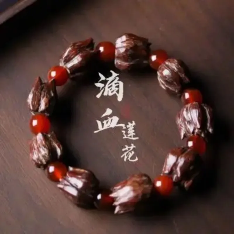 Natural Blood Dropping Lotus Flower Bodhi Handstring Bodhi Seed Lucking Transfer Yoga Meditation Chinese Wind Energy Healing