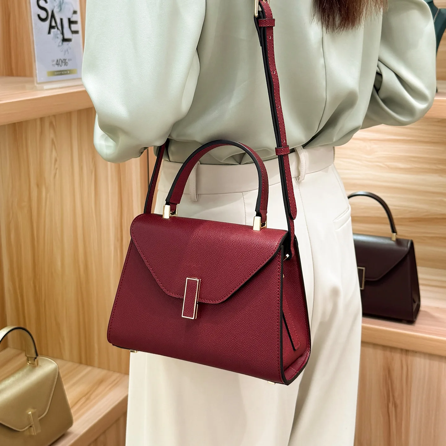 

Simple Fashion Vintage Leather Ladies Bag Luxury Paris Elegant Designer Bag High End Classic Tote Bag
