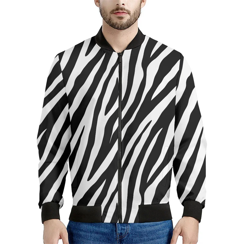 New 3D Zebra Printed Jackets For Men Fashion Personalization Spring Autumn Long Sleeve Jacket Funny Streetwear Oversized Coats