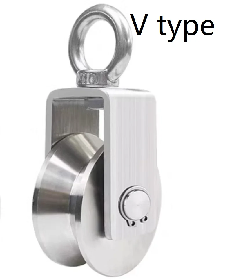 M30-M68 180-900KG 304 201 stainless steel pulley double bearing ring group steel wire rope V-shaped track fixed pulley U groove