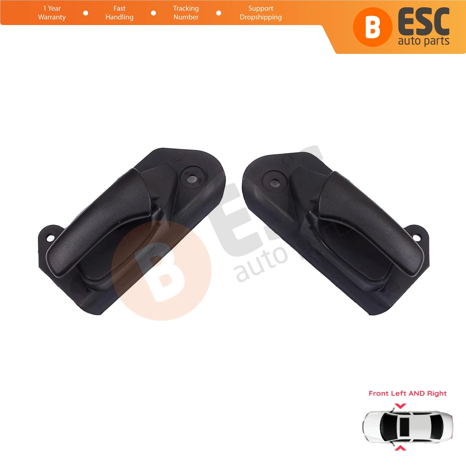 EDP1422 Front Interior Door Handle Opener Set Black for Vauxhall Opel Astra F MK3 T91 T92 1991-2001 90430129 90430130