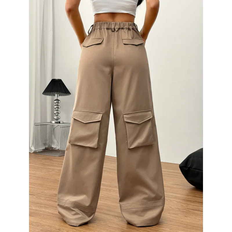 YQ1-2025Primavera Estate delle nuove donne allentate casual stile americano pantaloni lunghi a gamba larga pantaloni cargo con tasca da strada