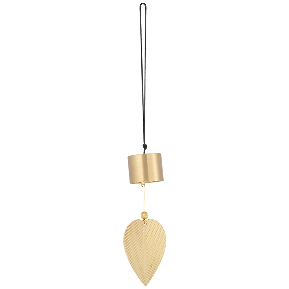 Gold Wind Chime Bells 14.6 Inch Decorative Brass Garden Lawn Chinese Bell Leaf Home Decoration for Good Luck Wealth Hanging