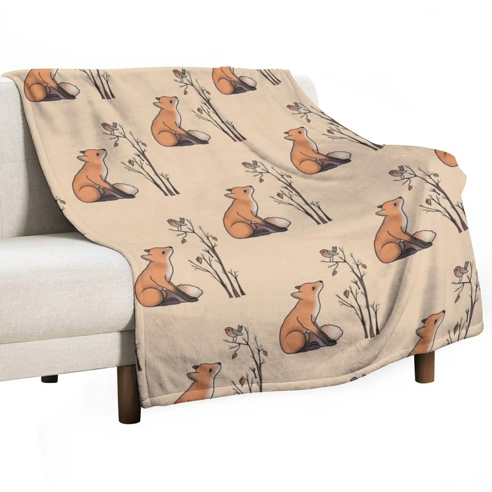 Fox and robin Throw Blanket Decorative Beds Blankets For Bed blankets ands Single Bed for babies Blankets