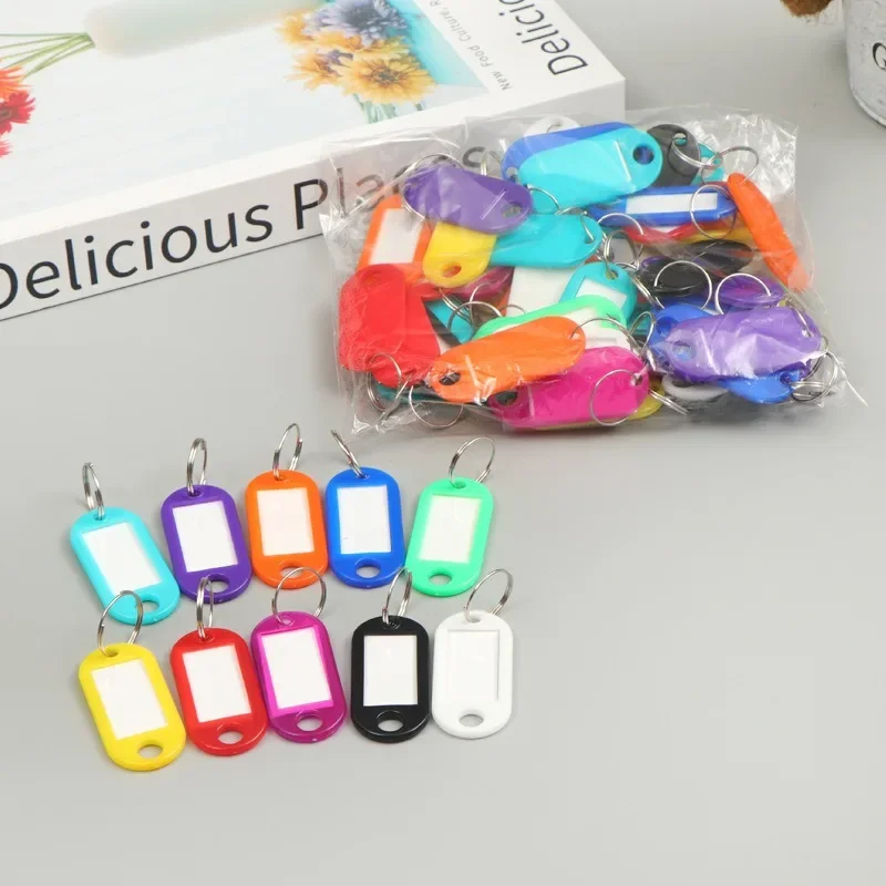 1/100 Pcs Set Colorful Plastic Key Chain Tags with Window - DIY Key Rings, Ideal for Number Name Luggage Lightweight and Easy