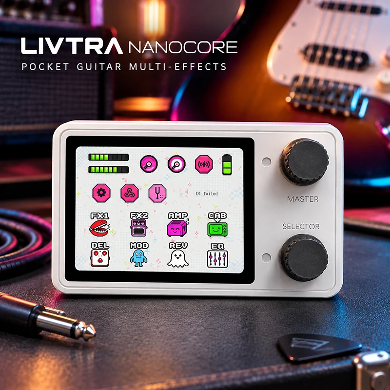 LIVTRA NANOCORE Ultra-Portable 126g Multi-Effects Processor & Amp Modeler with Touchscreen, NAM/IR Support & 10H Battery