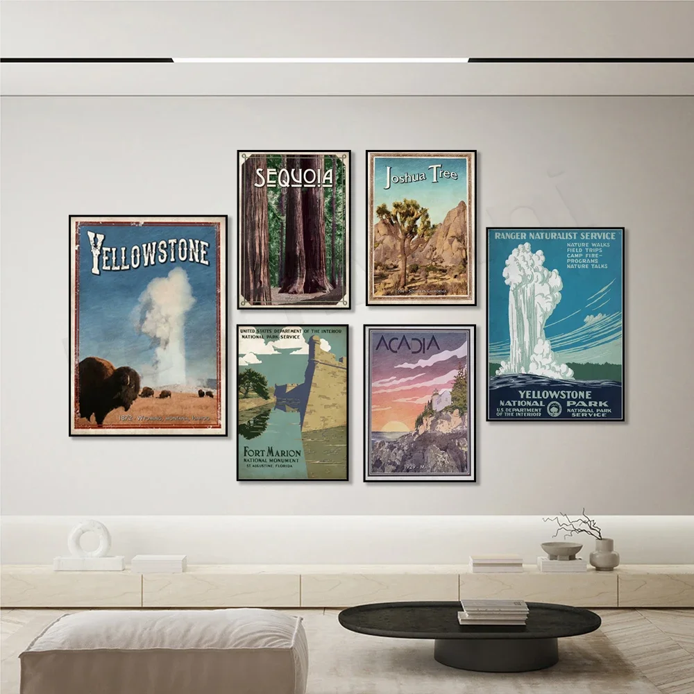 Great Smoky Mountains, Zion, Marionburg, Lassen Volcanic, Yellowstone, Yosemite, Shenandoah Valley National Park Travel Poster