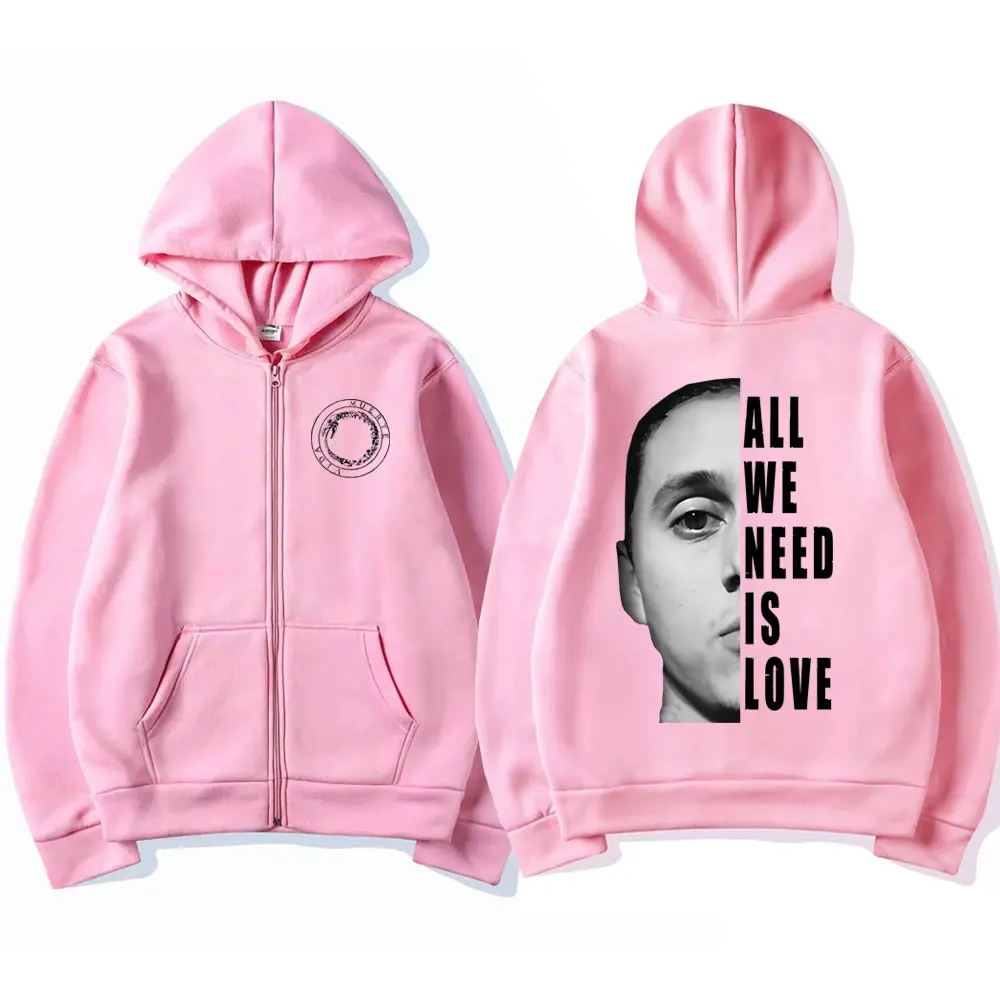 Canserbero All We Need Is Love Graphics Zipper Hoodie Men Women Vintage Gothic Oversized Zip Up Jacket Male Hip Hop Sweatshirt