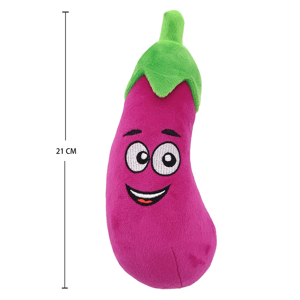 Dog Plush Toy Interesting And Lovely Stuffed Vegetable Dog Toy Squeaking Sound Eggplant Corn Pet Toy Fleece Squeak Toys