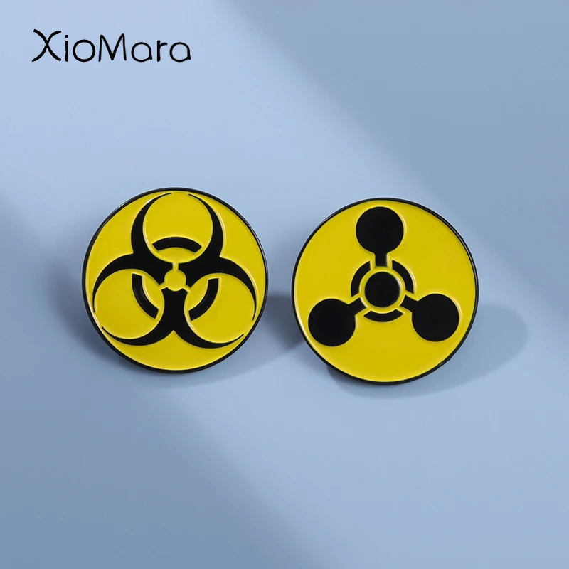 Radioactive Sign Badges Radiation Symbol Nuclear Enamel Pin Custom Brooch for Clothes Hat Metal Accessories Jewelry Gift Kids