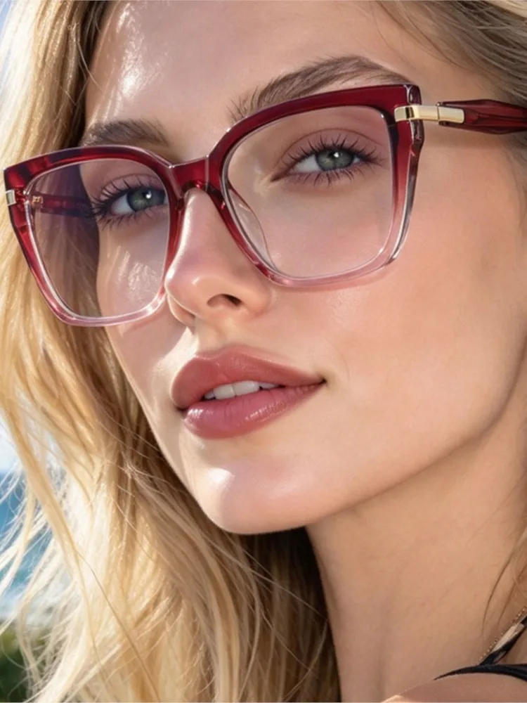 Nowe okulary korekcyjne z soczewkami optycznymi, damskie okulary do czytania z filtrem światła niebieskiego, możliwość personalizacji, soczewki korekcyjne, gradientowe kolory. — 2
