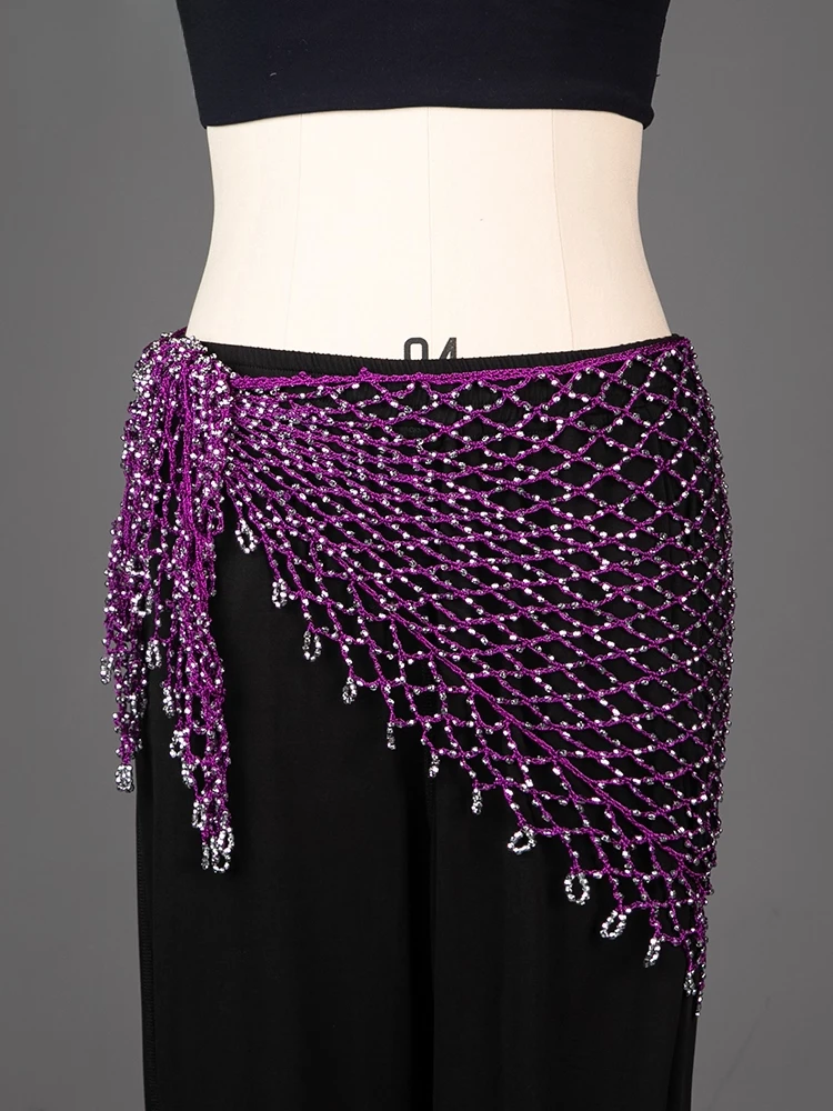 職人技によるビーズ装飾のベリーダンスウエストチェーン、オールマッチトライアングルショール、ジャズダンスヒップタオル