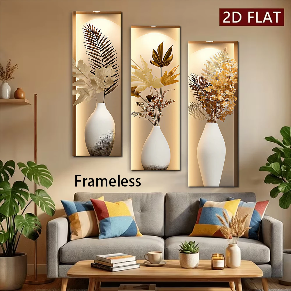 1 set of new Chinese style light and shadow triple wall stickers, living room sofa background wall decoration painting, modern m