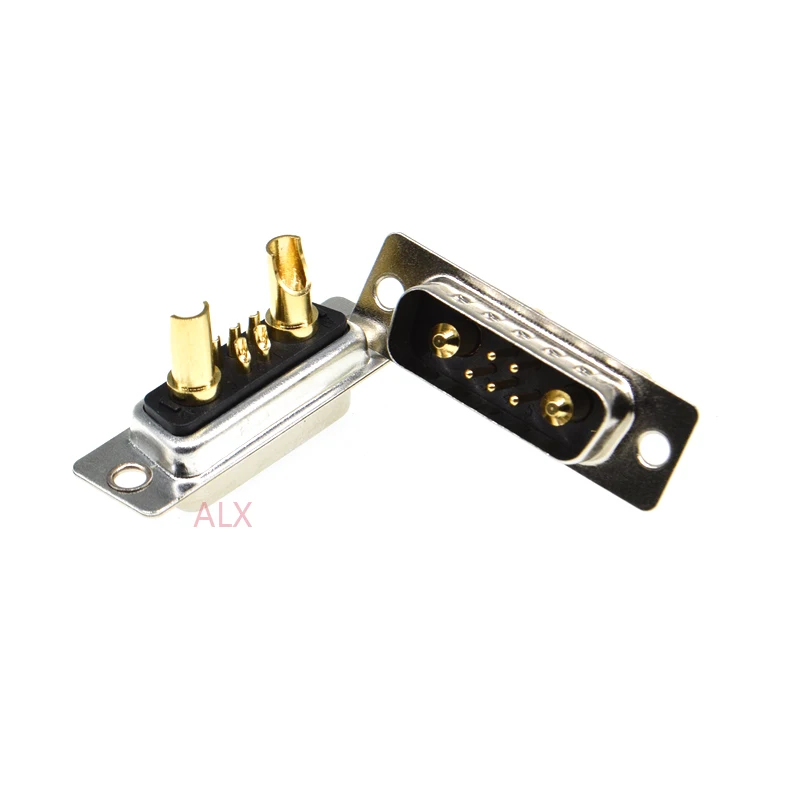 1PCS 7W2 30A Gold plated MALE FEMALE high current CONNECTOR D-SUB adapter solder type 5+2 plug jack high power 7 Power Position
