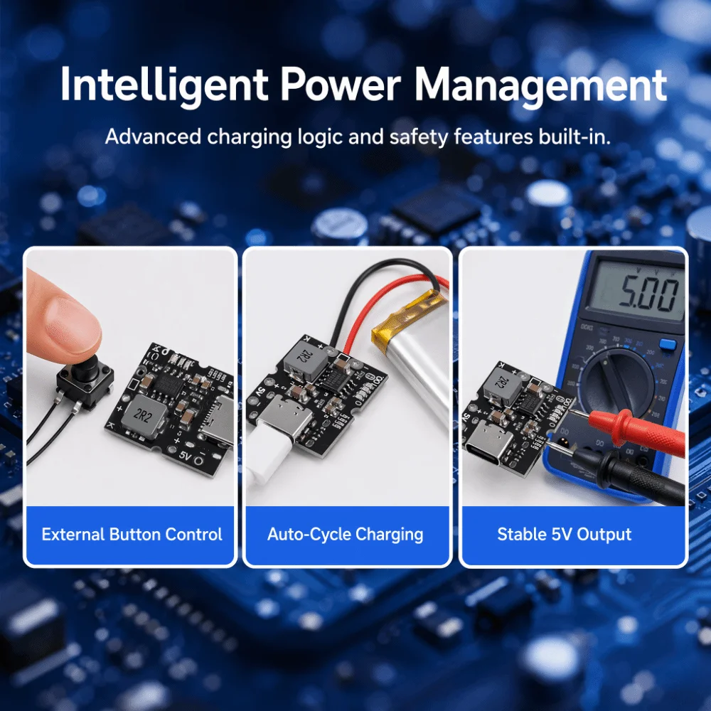 5V 2A 5V 3.1A Power Supply Module Overcharge Protection Type-C Connector USB Charging Board Adjustable Output