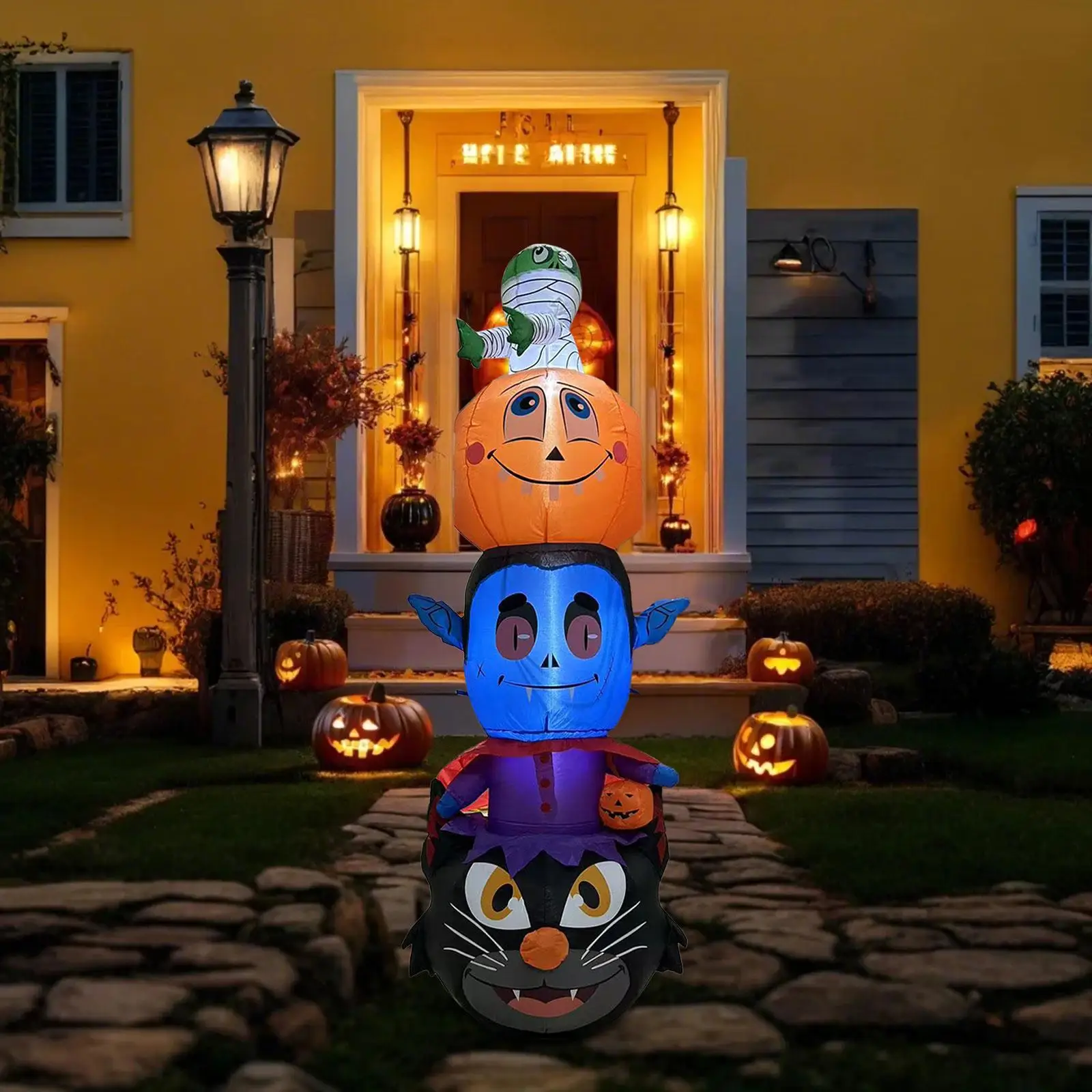 

Halloween Inflatable Decoration Outdoor Home Prop Ornament Inflatable Toy Built in LED Light for Fence Porch Patio Party Outside