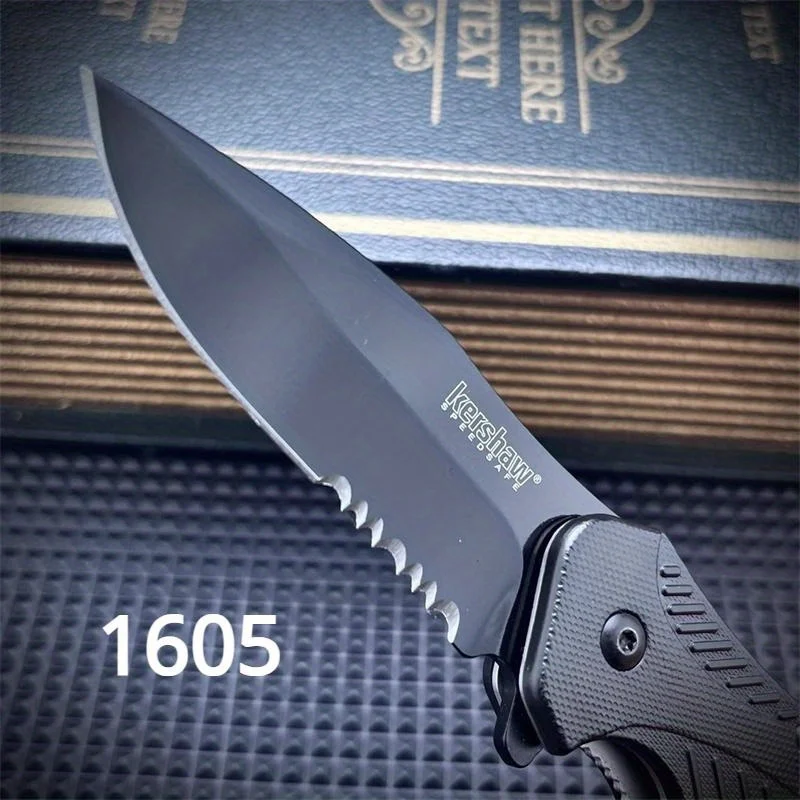 KS 1605 Pocket Folding Knife 8Cr13Mov Blade Nylon Fiber Handle Half-tooth Wilderness Durable Camping Fishing Cutting Gifts Tools