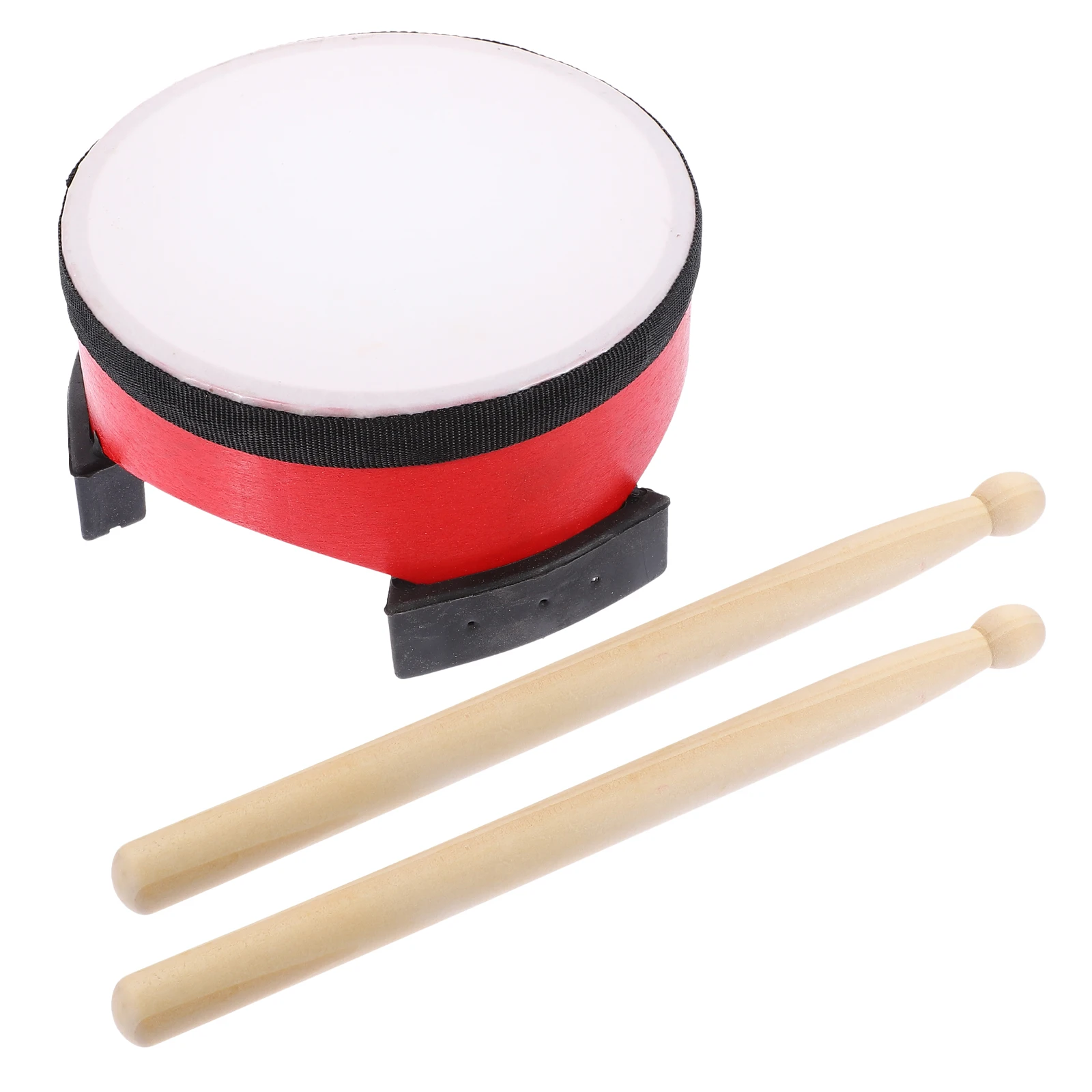 1 Juego de tambor de suelo rojo de 6 pulgadas, 1 Juego de instrumentos de percusión para niños, tambor Musical pequeño, juguete para niños pequeños, baquetas de Material