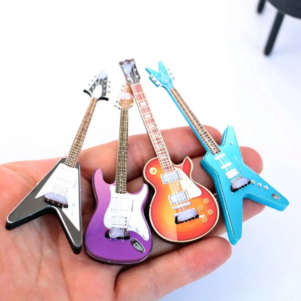 

1/12 Dollhouse Guitar Toys Doll House Mini Simulation Electric Guitar Miniature Scene Props Match Model Doll Accessories