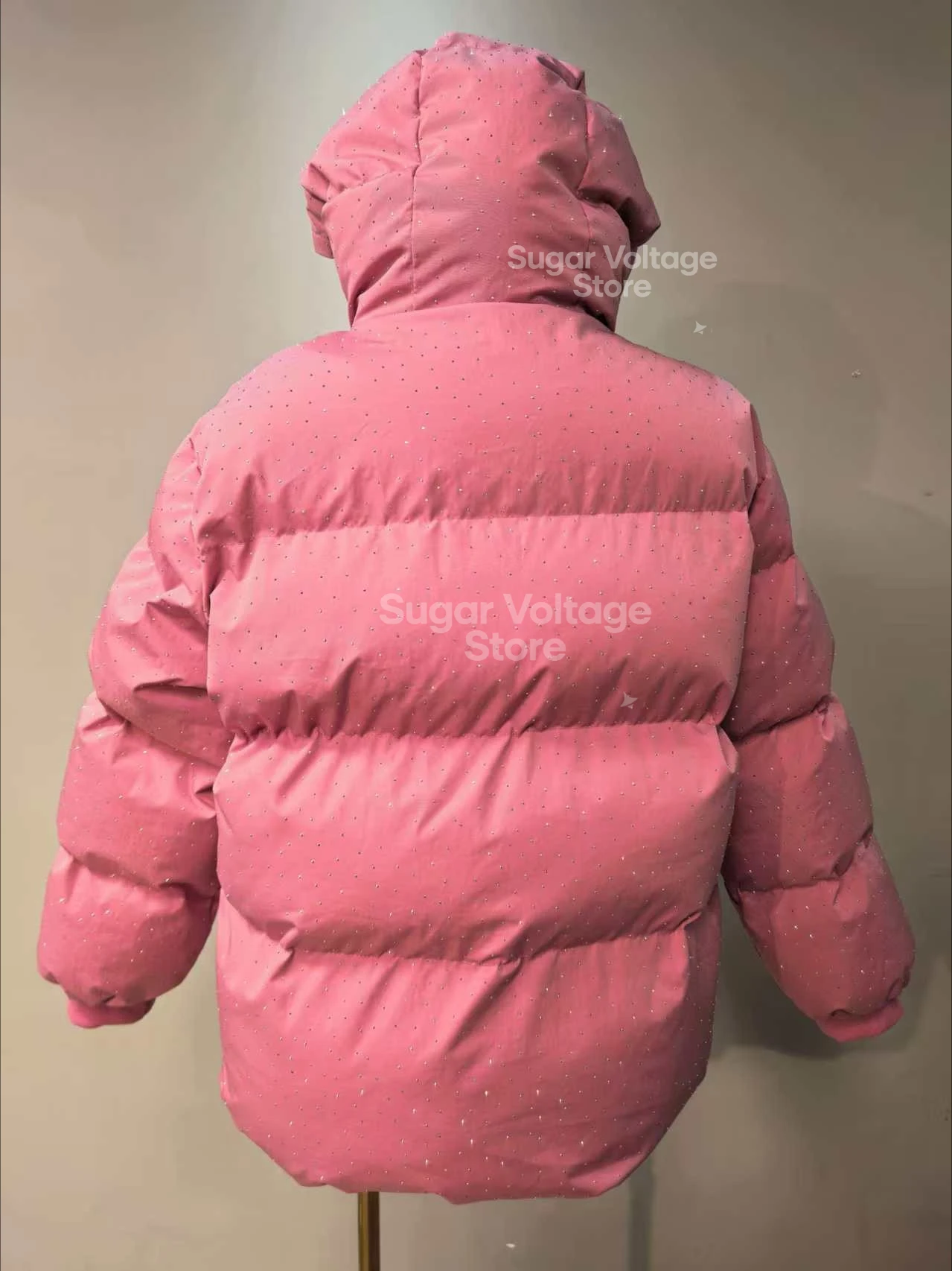 Chaqueta americana Vintage rosa con cremallera para mujer, abrigo de invierno acolchado holgado Unisex, ropa de calle Harajuku, ropa de abrigo informal gruesa y cálida