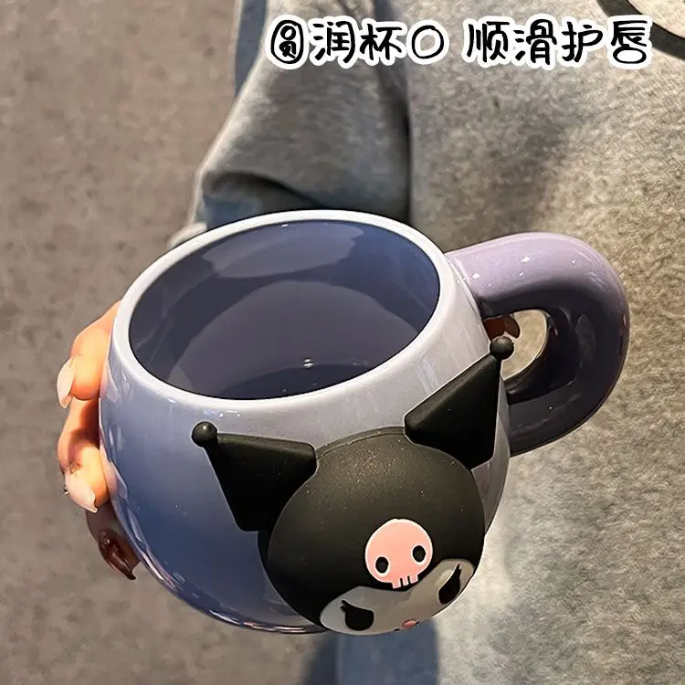 Sanrio-taza de agua Original Cutey Kuromi, 2024 ml, pegatinas 3d, hogar, oficina, Taza de cerámica, regalo de cumpleaños, 500