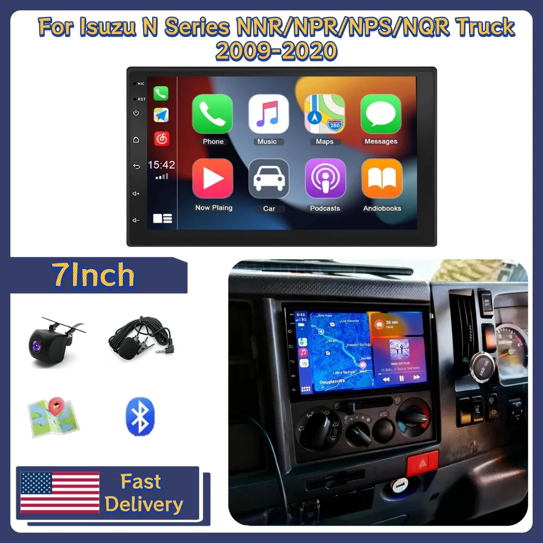 

7In 4+64GB Car Stereo Radio For Isuzu N Series NNR/NPR/NPS/NQR Truck 2009-2020 For CarPlayer Android15 GPS Navi Head Unit