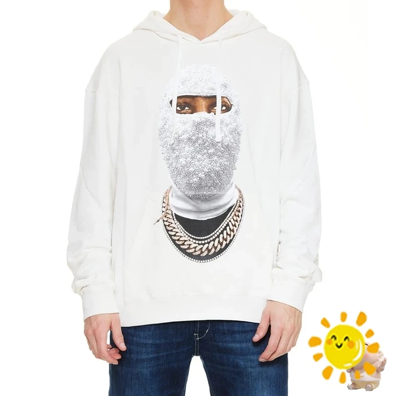 

24SS Black White Classic Mask Character Print IH NOM UH NIT PARIS Hoodie Men Women Best Quality Loose Sweatshirts Pullovers