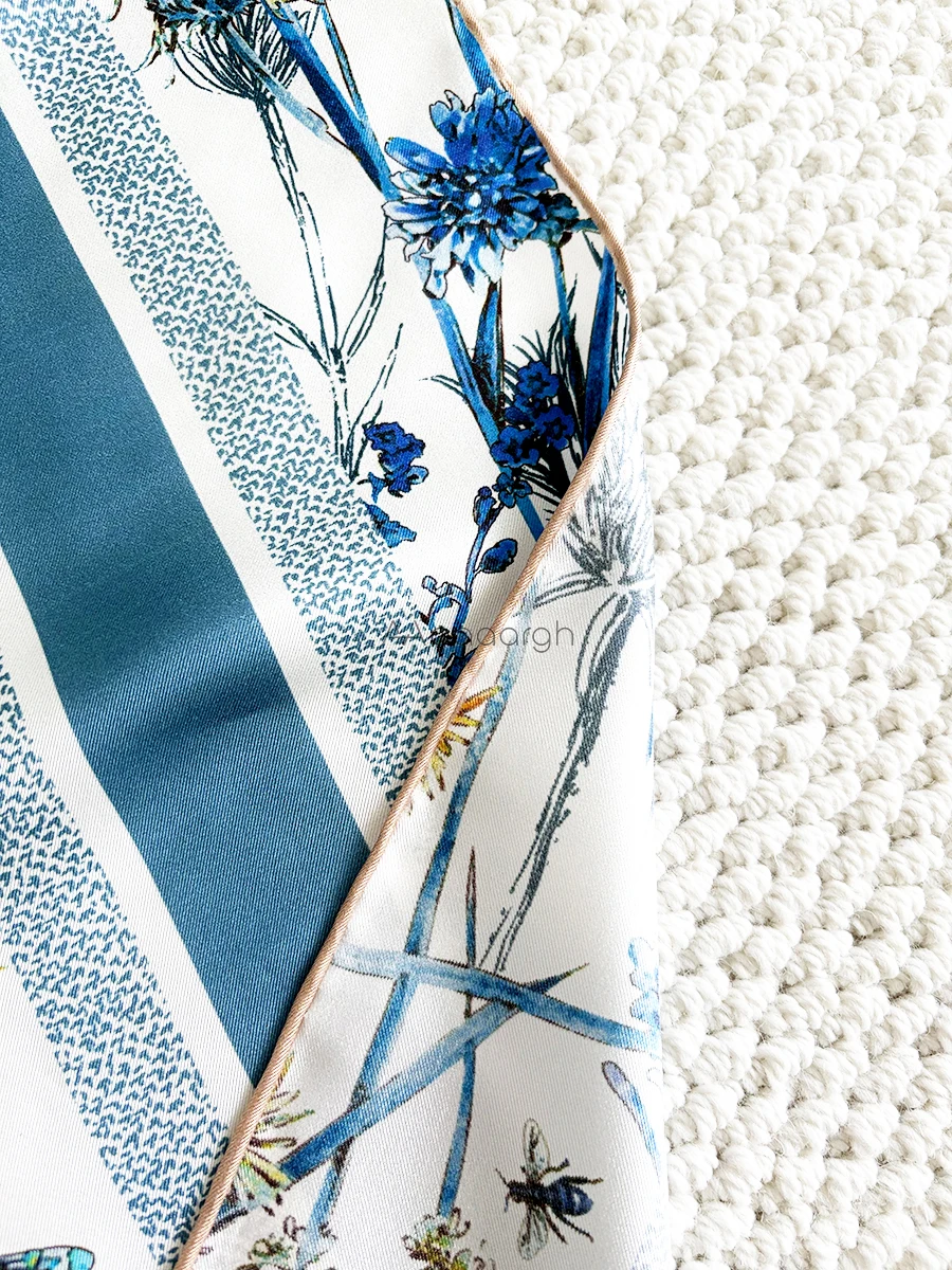 90 سنتيمتر وشاح حريري العلامة التجارية الفاخرة النساء حك وشاح اليد توالت حافة شالات عصابات الربيع رئيس إكسسوارات الشعر 90 سنتيمتر