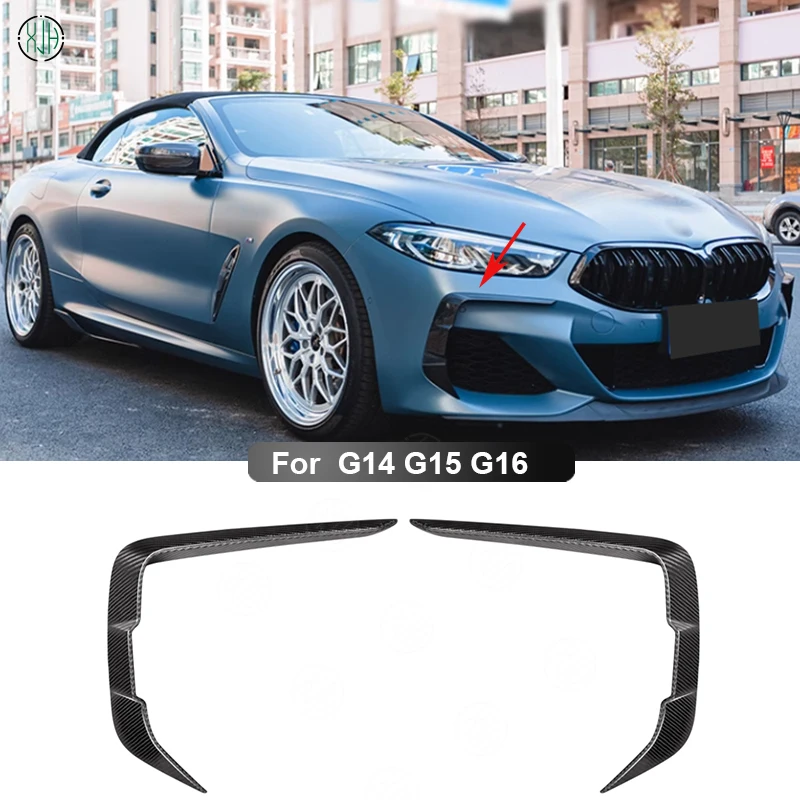 Carbon Fiber Car Front Bumper Fog Lamp Cover Trims Canards Splitters For BMW 8 Series G14 G15 G16 2018+ Upgrade Body kit