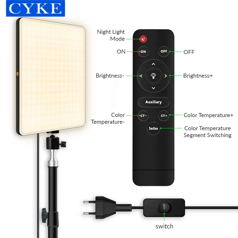 CYKE-luz LED profissional com controle remoto, iluminação do painel regulável, Photo Studio, fotografia ao vivo, lâmpada de preenchimento, M24