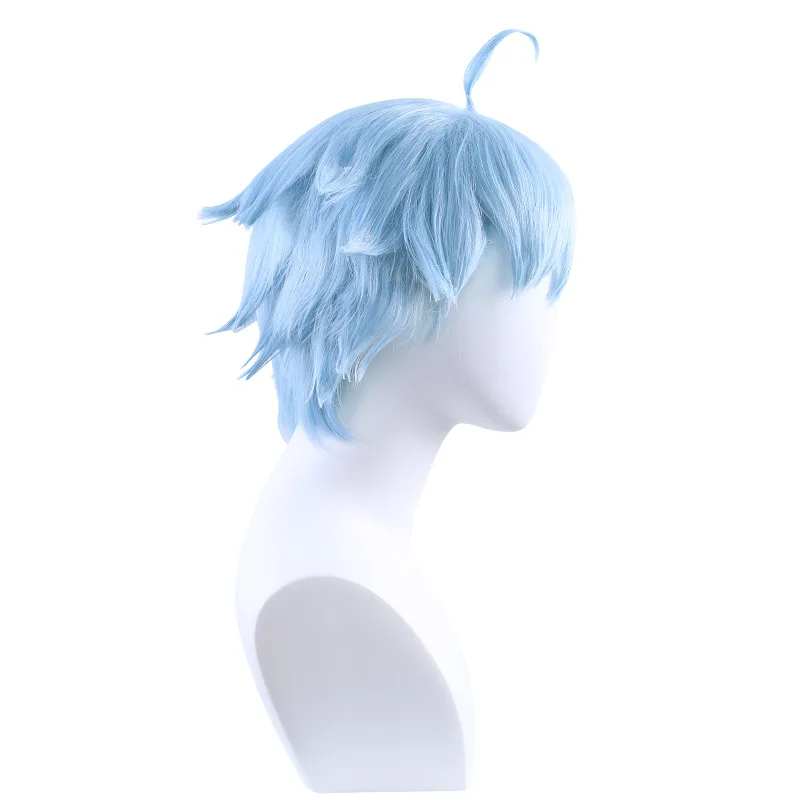原神 Xue Rong You Zong Chong Yun コスプレウィッグ 神話的悪魔と奇妙な物語 アイスブルー カール付き