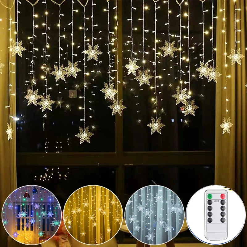 

Garlad Curtain LED Christmas Decoration Snowflake Fariy String Lights 110V/220V Festoon for Holiday Party 2023 New Year Decor