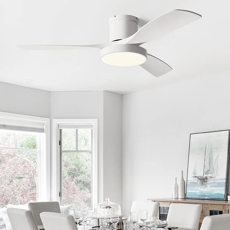 QINIWAKE 36/42/52 Inch Ceiling Fan with Light 3 ABS Blades 3 Light Colors 6 Speed Settings Quiet DC Motor for Living Room