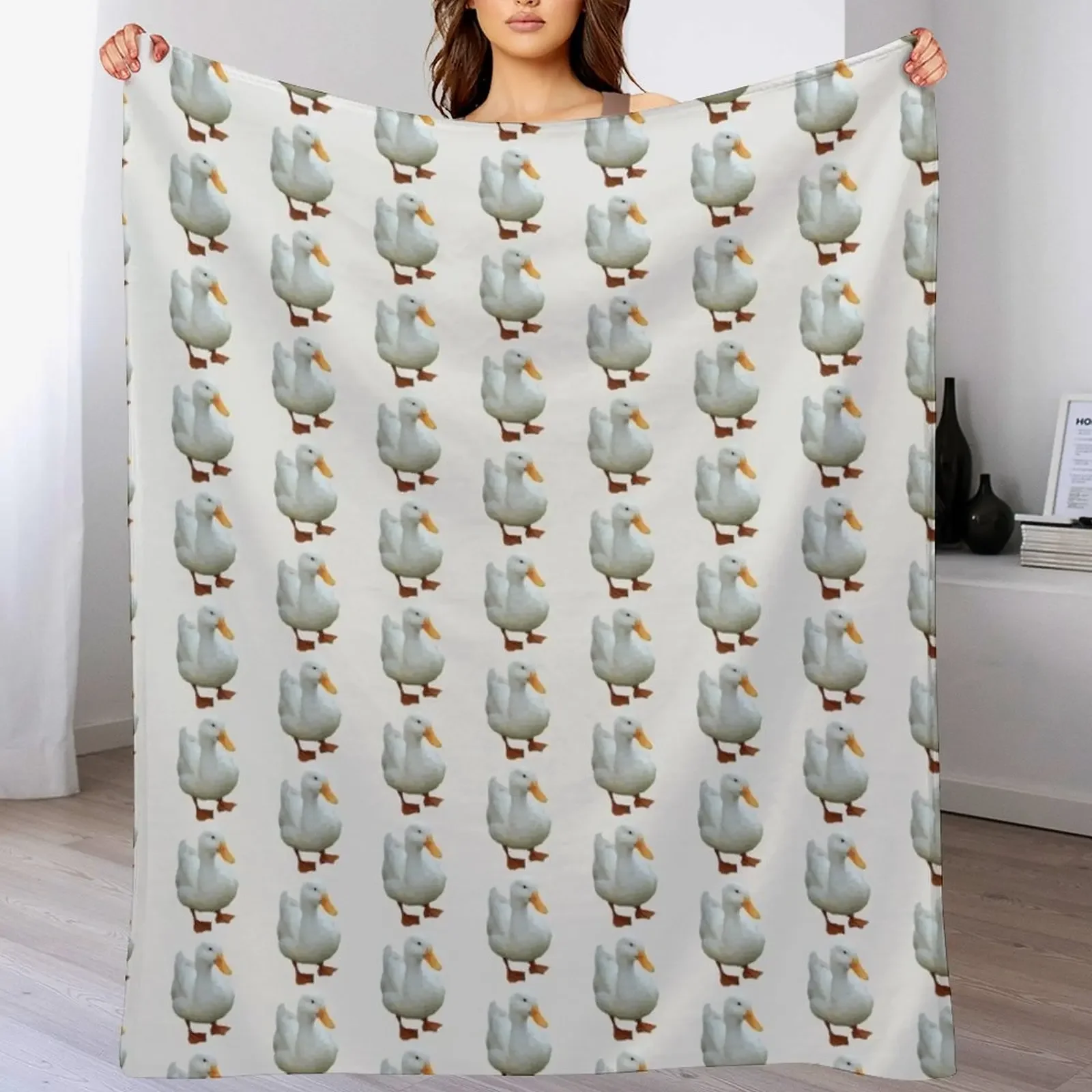 Linda manta con diseño de pato blanco (Pekin), cómoda manta de microfibra para el hogar y el dormitorio